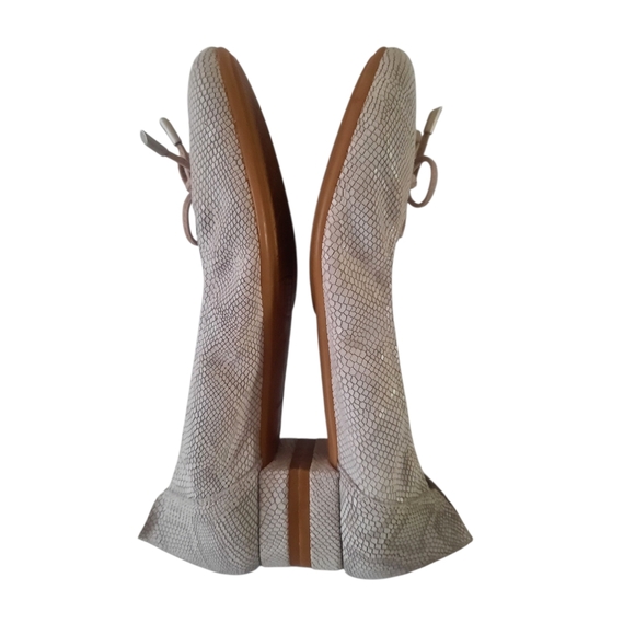 SABRINAS Snake Embossed Leather Bow Front Flexible Flats Lt Grey Sz 39 Spain - Picture 6 of 8